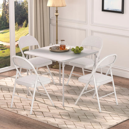 VECELO Set of 4 Folding Chairs, Fabric Dining Chair Set with Padded Cushion and Back, Indoor Outdoor Upholstered Seat with Metal Frame for Home Office Events Wedding Party, Orange