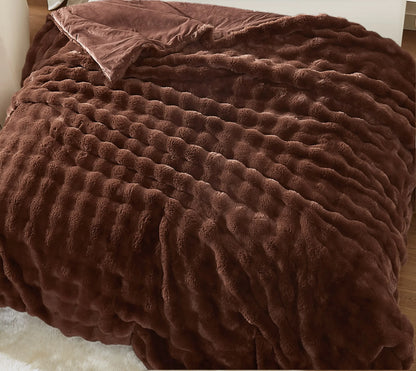 Brooklyn Loom Bubble Faux Fur 100% Microfiber Polyester  Twin XL Blanket in Green, All Season, Adult Size, OEKO-TEX Certified