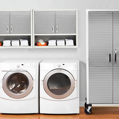 Seville Classics UltraHD Lockable Wall Cabinets with Open Shelf 36" W x 12" D x 30" H, Granite Gray