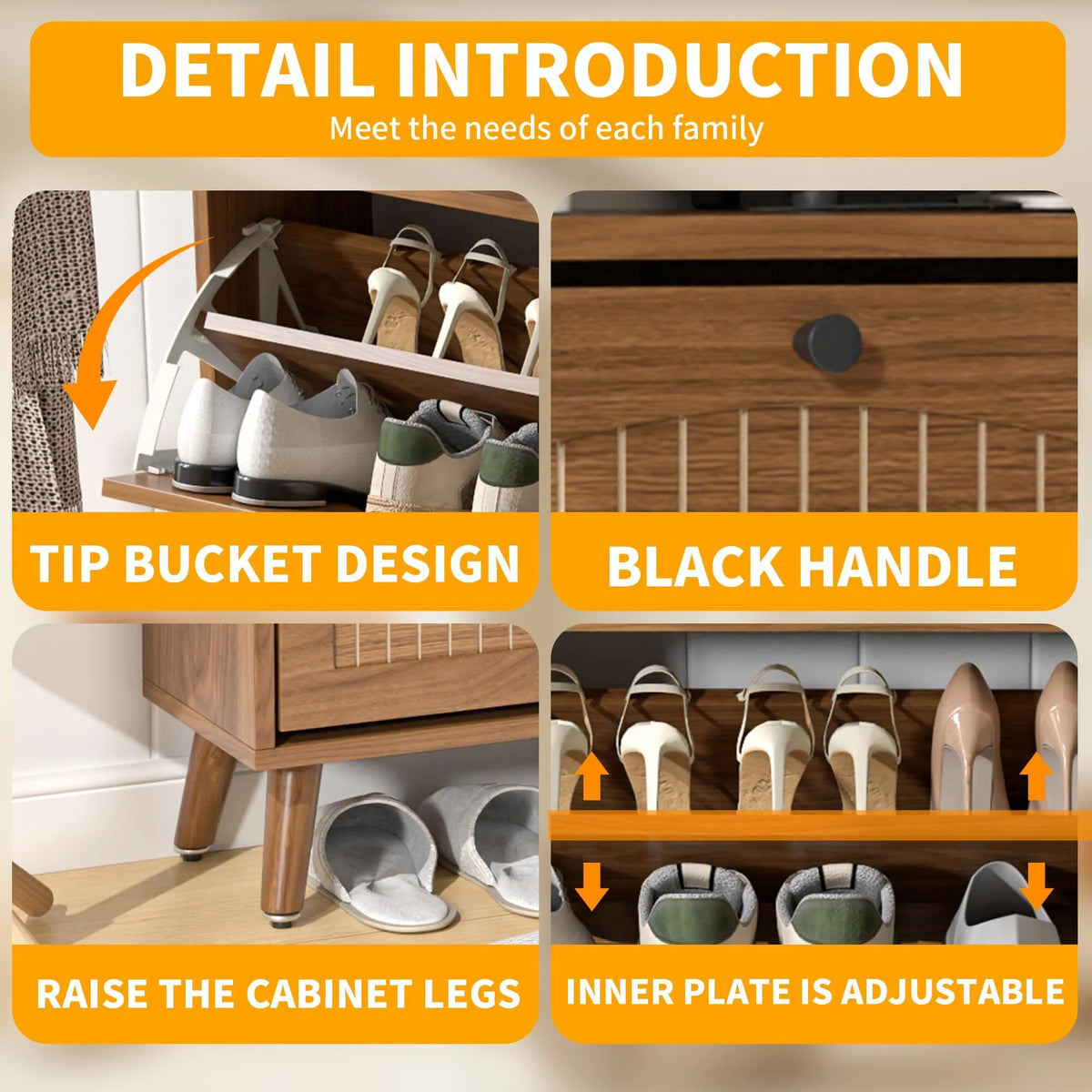 Shoe Storage Cabinet with 2 Flip Drawers, Modern Shoe Cabinet Storage for Entryway, Entryway Shoe Storage