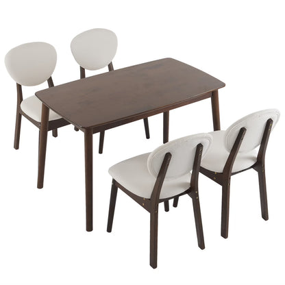 5-Piece Wooden Kitchen Table and Chair Set, Dinette Sets with 1 Rectangular Table and 4 Upholstered Chairs, Space-Saving Dining Table Set for 4, Natural