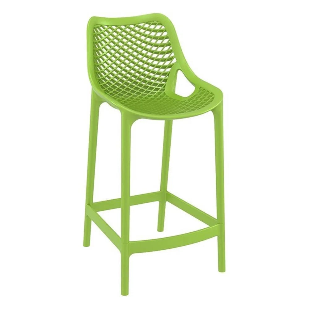 Home Square Polypropylene Patio Bar Stool in Taupe - Set of 2