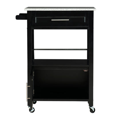 Linon Monett 2-Tier Mobile Serving Cart with Gray Granite Top, 27.75" Length, White