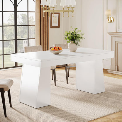 Rectangular 55" Dining Table for 4-6, Mid-Century Modern Kitchen Dining Table, Yellow