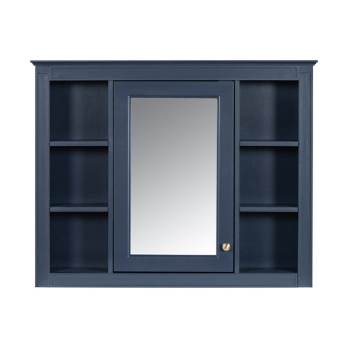 Furvclv Bathroom Wall Mirror Cabinet Modern Wall Mounted Cabinet Storage Organizer With Single Mirror Door 6 Open Shelves