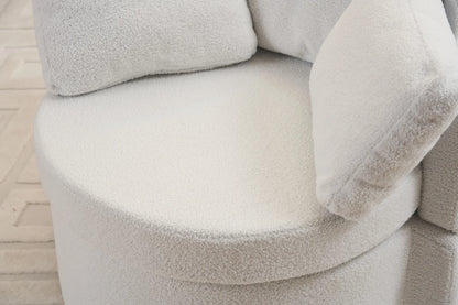 Swivel Barrel Chair, Teddy Round Swivel Accent Sofa Chairs with 3 Pillows and Storage, Modern 360 Degree Boucle Swivel Chairs for Living Room, Bedroom, Office (Dark Gray, Teddy)