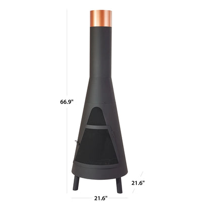 Mainstays 67�?Tall Round Powder-Coated-Black Finish Steel Wood Burning Chiminea
