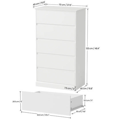 2 PCS  Dresser for Bedroom, 5 Drawer Dresser Black Chest of Drawers for Living Room Dressing Room Entryway -2PCS