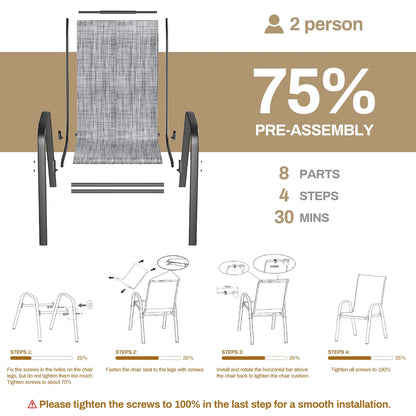 Arlopu 8Pcs Patio Dining Chairs Outdoor Stackable Armrest Chairs for Lawn Garden Backyard