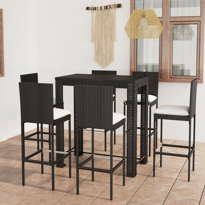 vidaXL Patio Bar Set Outdoor Bistro Set Bar Stool Bistro Table Poly Rattan
