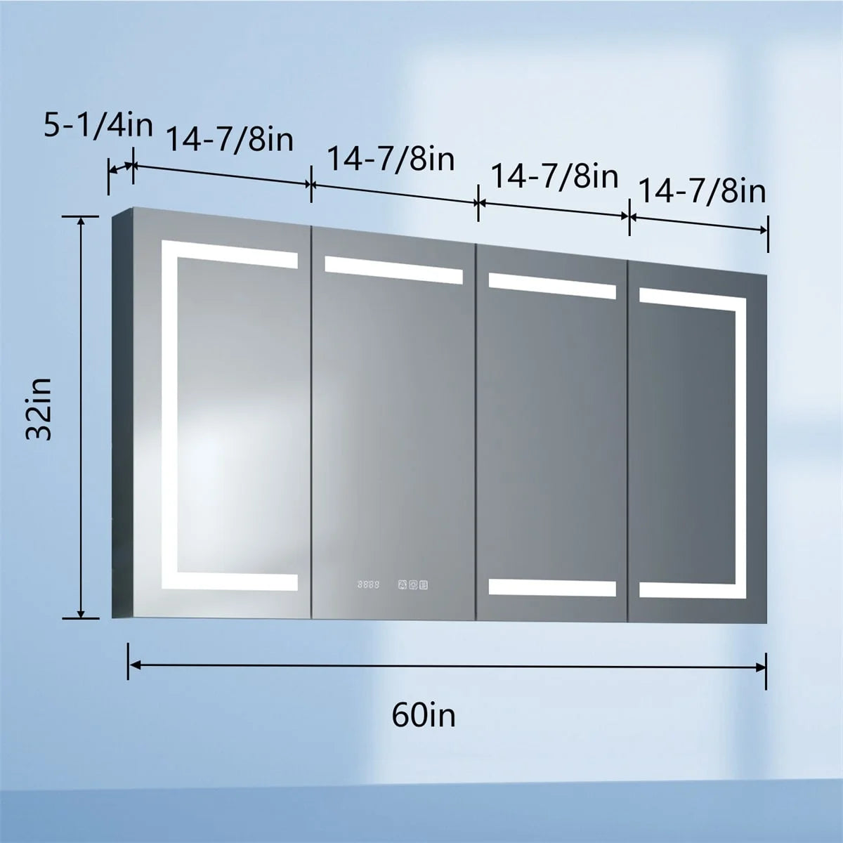 ExBrite   LED Lighted Bathroom Medicine Cabinet with Mirror Recessed or Surface led Medicine Cabinet 48"x 32"