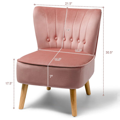 Gymax 2PCS Accent Chair Armless Leisure Chair Single Sofa w/ Wood Legs Pink