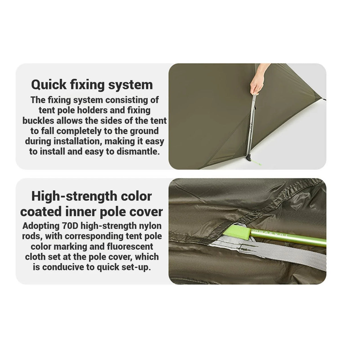 Naturehike, Ultralight Hiking Tent, Tear-resistant Tunnel Tent, Waterproof Camping Tent, Windproof Tent with Hall, 15D Lightweight Silicone-coated Nylon Fabrics,Large size for 2/3 Person.