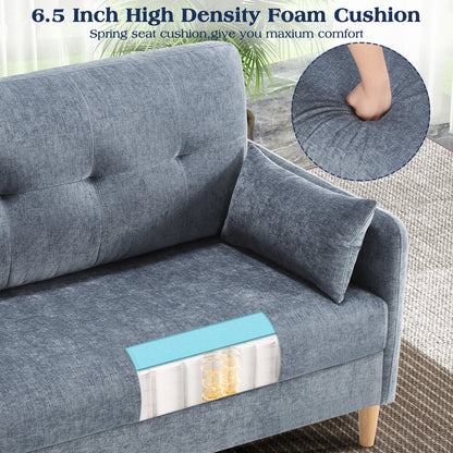 BedLuxury 47'' Wide LoveSeat, 2-seat Chenille sofa with 2 Pillows for Living Room and Small Spaces, Dark Grey