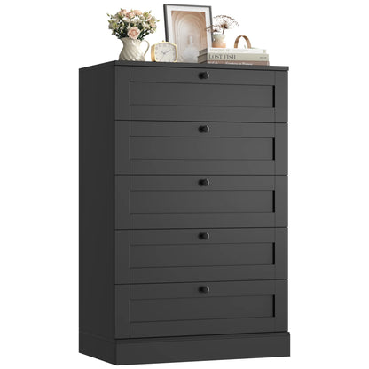 Homfa 5 Drawer White Bedroom Dresser, Modern Vertical Dresser Drawers Wood Organizer for Living Room Entryway Small Spaces