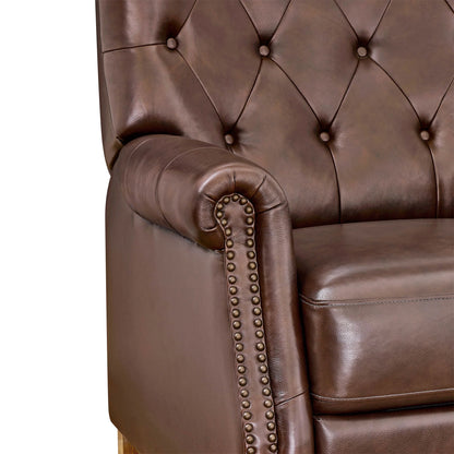 Pioneer Woman Harper Pushback Leather Recliner, Whiskey & Faux Cowhide Upholstery