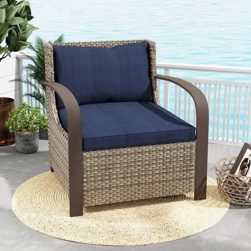 GAZEBETER 2Pcs Wicker Patio Chairs,Modern All Weather Outdoor Ratten Chairs with Seat Cushions and Thicking Back,Beige