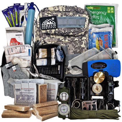 Vital 72 Hour Emergency Survival Kit for Family - Bug Out Bag for Hurricanes, Floods, Tornadoes or Other Disasters - 72 Hour Kit of Food & Water for 2 Per Bag