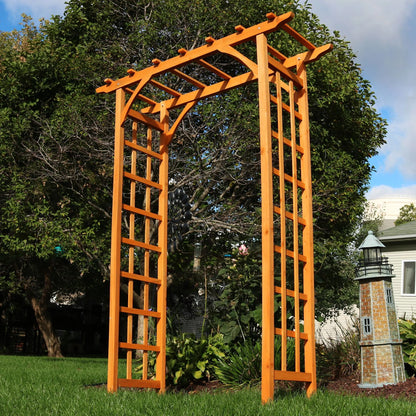 Sunnydaze 78.5" Brown Wooden Garden Arbor Walkway Wedding Arch, Weather-Resistant Finish