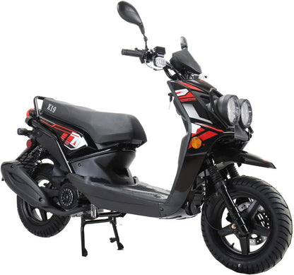 X-Pro Brand New 150cc Gas Moped Motorcycle, 12" Aluminum Wheels Electric/Kick Start Dual Headlights