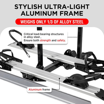 Young Electric Ebike Rack, 200lb Capacity, Alloy Steel Hitch Mount, Fits 5-Inch Fat Tire Bikes, 2-Inch Receiver