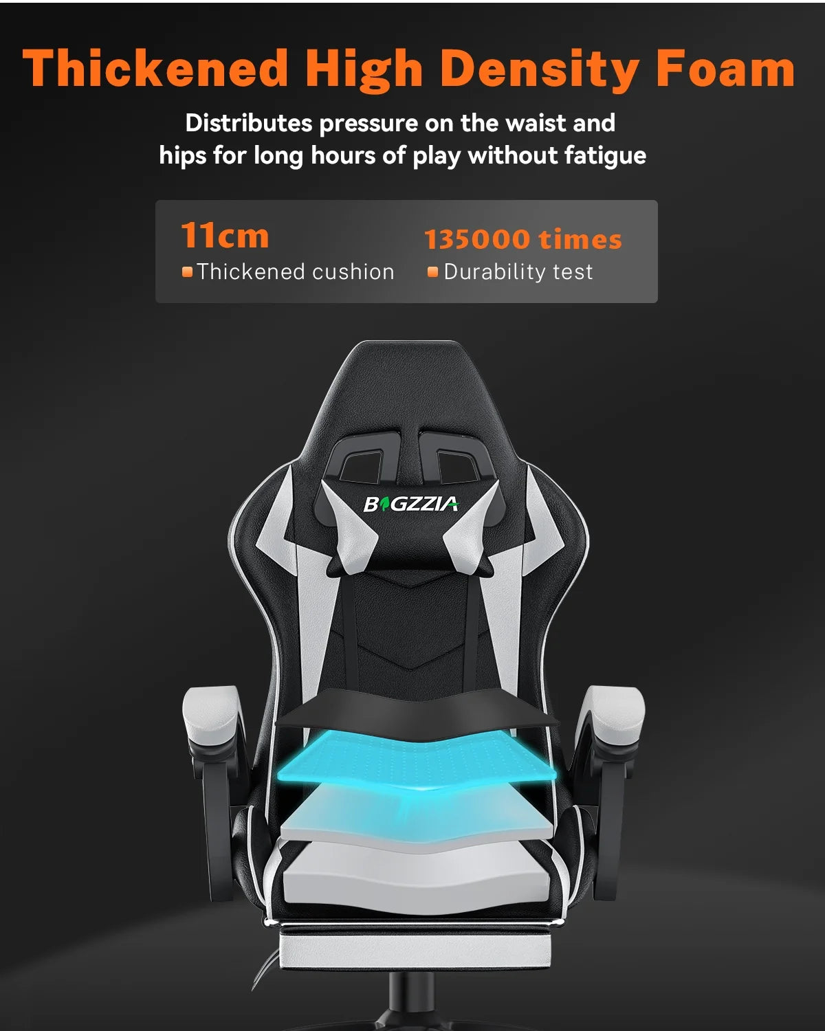 Bigzzia Gaming Chair with Footrest, Gaming Chair for Adult with Headrest and Lumbar Support,Red