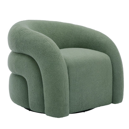 360�� Swivel Accent Chair for Living Room, Boucle Barrel Armchair Single Sofa Chair Reading Chair, Sage Green
