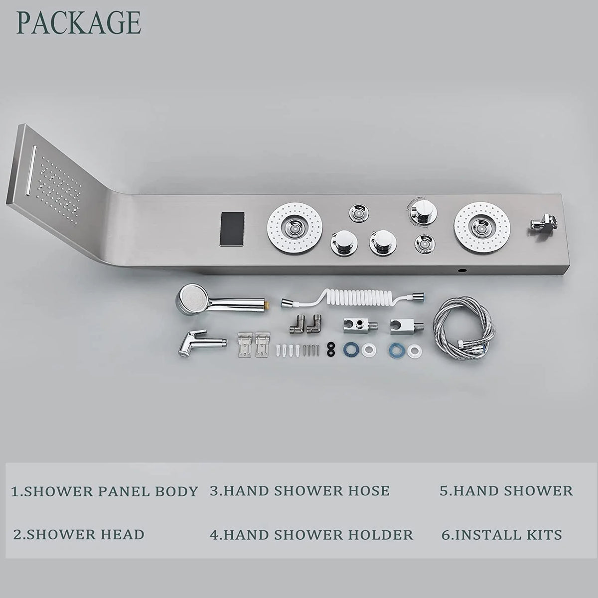 Shower Panel Tower System LED Rain&Waterfall Massage Jet Sprayer Stainless Steel