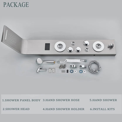 Shower Panel Tower System LED Rain&Waterfall Massage Jet Sprayer Stainless Steel