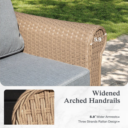Sophia & William 6 Pieces Wicker Patio Furniture Set 7-Seat Outdoor Cushioned Conversation Set with Coffe Table, Beige