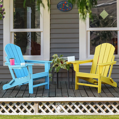 FOOWIN HDPE Plastic Adirondack Chairs Set of 4, Black