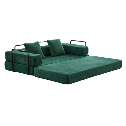 Taicans ?Convertible Floor Sofa Bed - 3 Seats Foldable Corduroy Futon Couch w/Pillow Support,Space-Saving Guest Bed for Living Room,Dorm,No Assembly Compressible Foam Mattress (Gray,76.7Inch L)