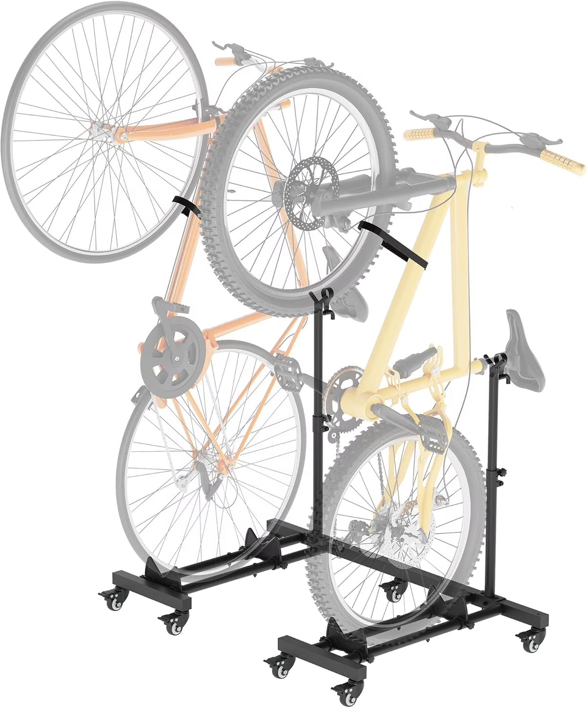 Vertical Bike Stands (2 Pack)��Standing Bike Rack for Garage Floor��Upright Bicycle Floor Stand Indoor Bike Holder with Adjustable Height for Garage & Apartment - for Wheels Sizes up to 29��