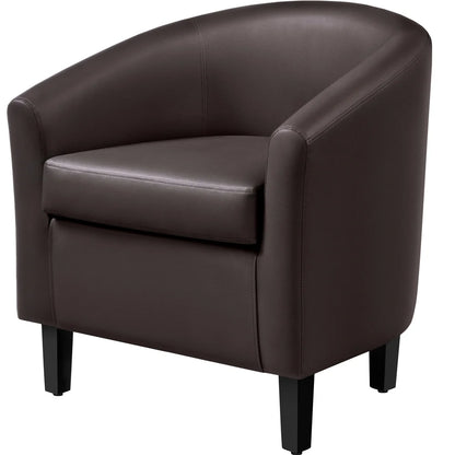 Renwick Faux Leather Barrel Accent Chair for Living Room, Set of 2, Black