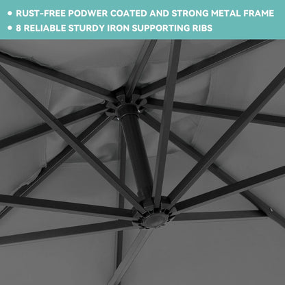JUSTLET 10ft Heavy Duty Patio Hanging Offset Cantilever Patio Umbrella W/ 4-Piece Base Included Included, Beige