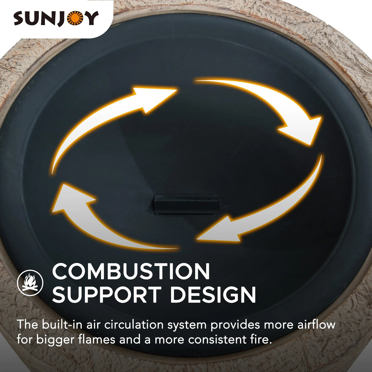 Sunjoy Stone Fire Pit 26 Inch, Outdoor Round Wood Burning Fire Pits with Spark Screen and Poker  Grey