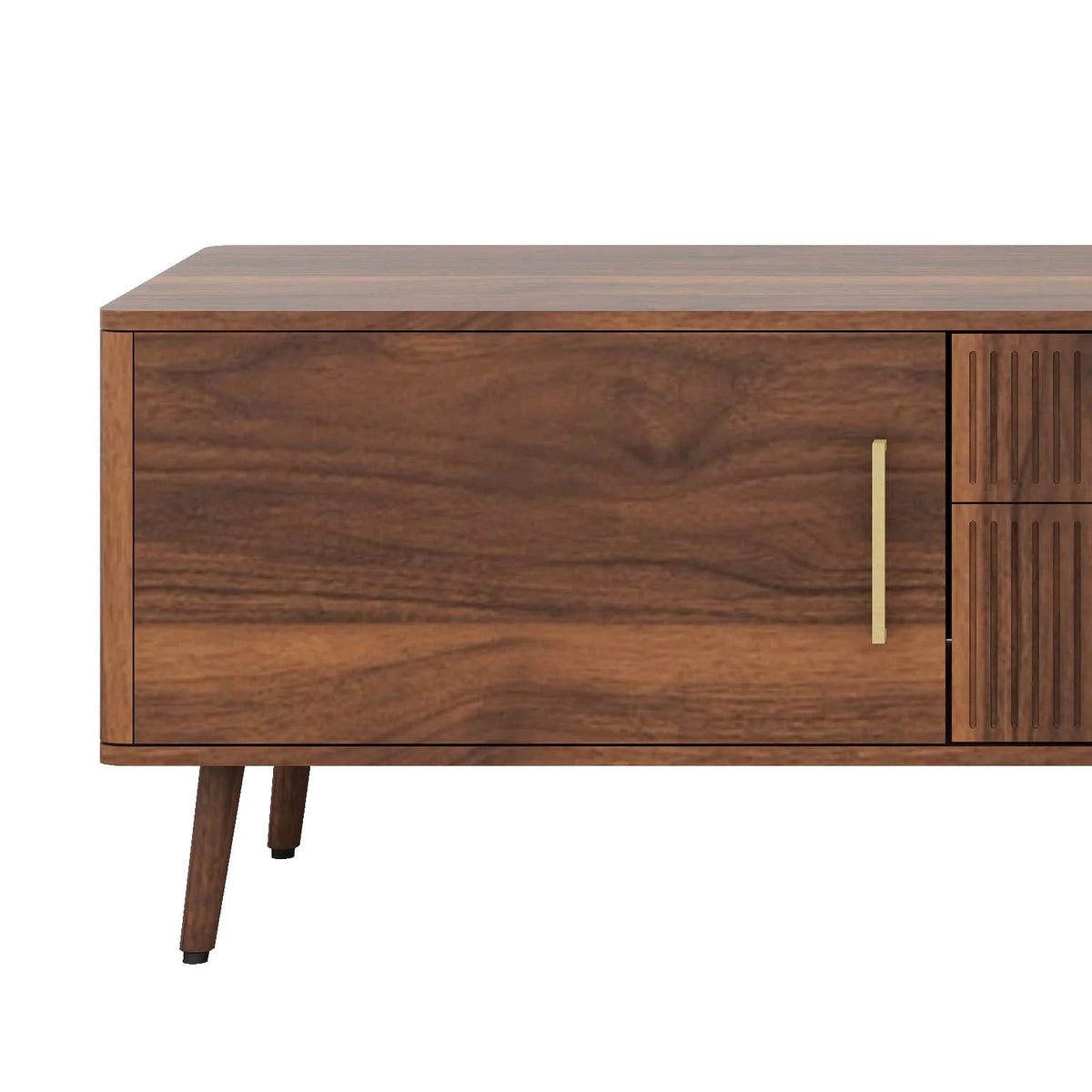 Runforrest Mid Century TV Stand with 2 Drawers, Media Console Table for TVs up to 80'' for Living room, Bedroom, Home Theatre, Walnut