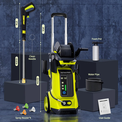 SUGIFT Electric Pressure Washer 4500PSI-Max 3.2GPM with Touch Screen Adjustable Pressure and 5 Nozzles Power Washer Cleaning for Patio,Blue