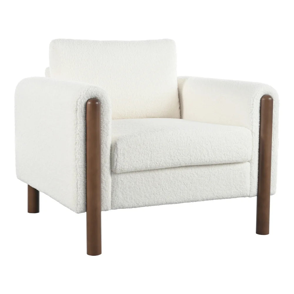 Oversized Accent Chair, Upholstered Living Room Chairs Single Sofa Chair with Walnut Legs, Curved handrail, Green