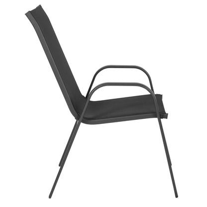 BizChair 5 Pack Black Outdoor Stack Chair with Flex Comfort Material and Metal Frame