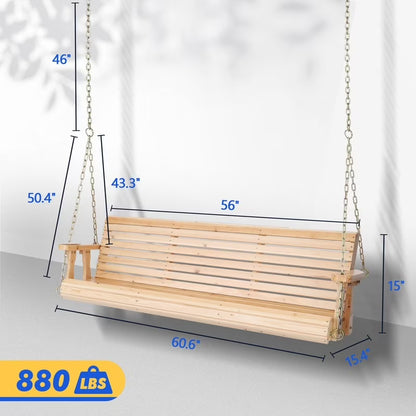 3-person Wood Porch Swing Brown