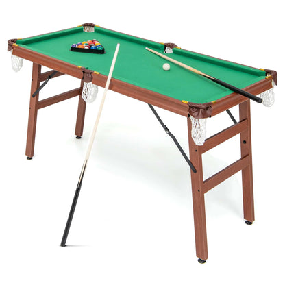 Costway Folding Pool Table Set with Foldable Legs Adjustable Foot Levelers 2 Cues 2 Chalks