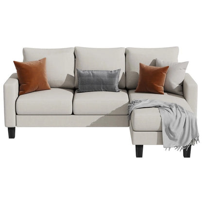 Homall Convertible Sectional Sofa Couch, Modern Linen Fabric L-Shaped Couch 3-Seat Sofa Sectional with Reversible Chaise for Small Living Room, Apartment and Small Space, Dark Gray