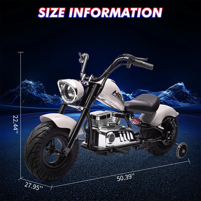 Towallmark 36V Kids Electric Dirt Bike, 350W Off-Road Motorcycle, Max 16.5 Mph, Ride On Electric Motorcycle with Removable Training Wheels, Spring Suspension, Leather Seat, Led Light,Music