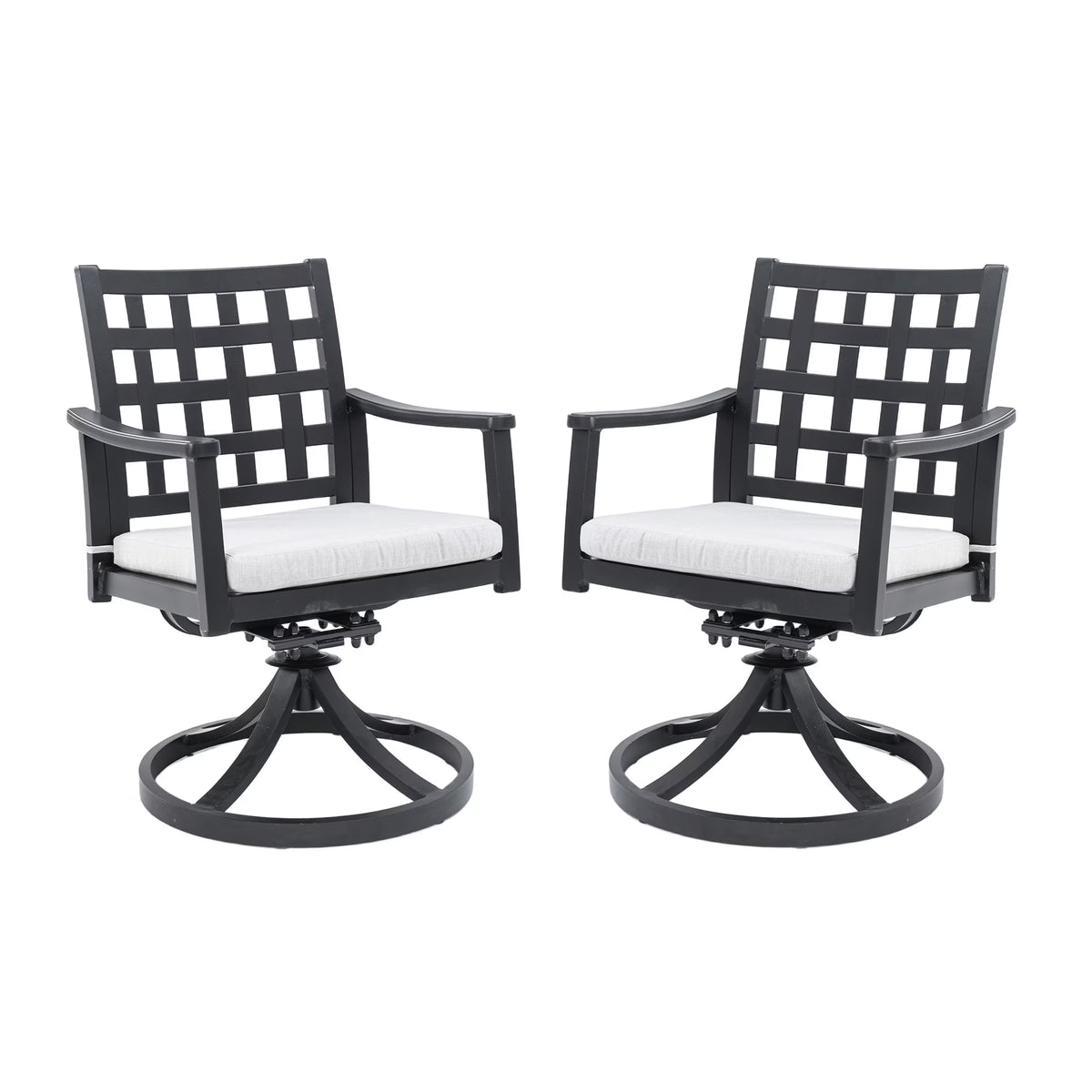 Outdoor Patio K/D Aluminum Stationary Dining Chairs 2PCS with Outdoor-grade Sunbrella Fabric Cushions, Branch-Like Backrest ,FSC-Certified Wood Armrests, Bourbon Brown