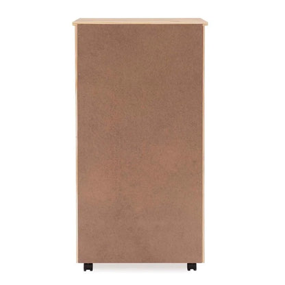 Linon Callie Eight Drawer Rolling Storage Cart in Natural Stained Wood