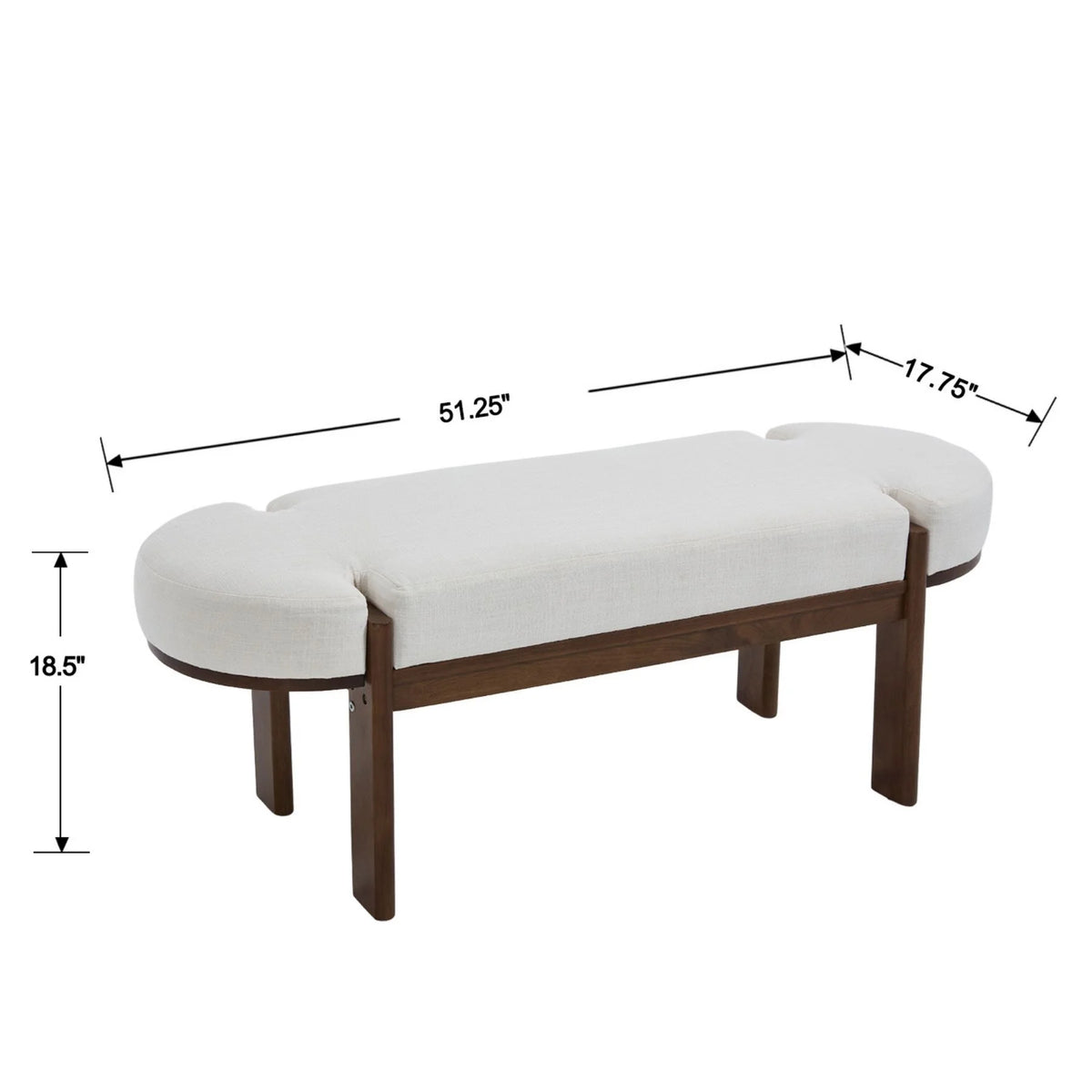 Dayalane 51" Modern Upholstered Bedroom Bench, Linen End of Bed Bench with Wooden Legs for Living Room, Entryway,Hallway Footrest, Beige
