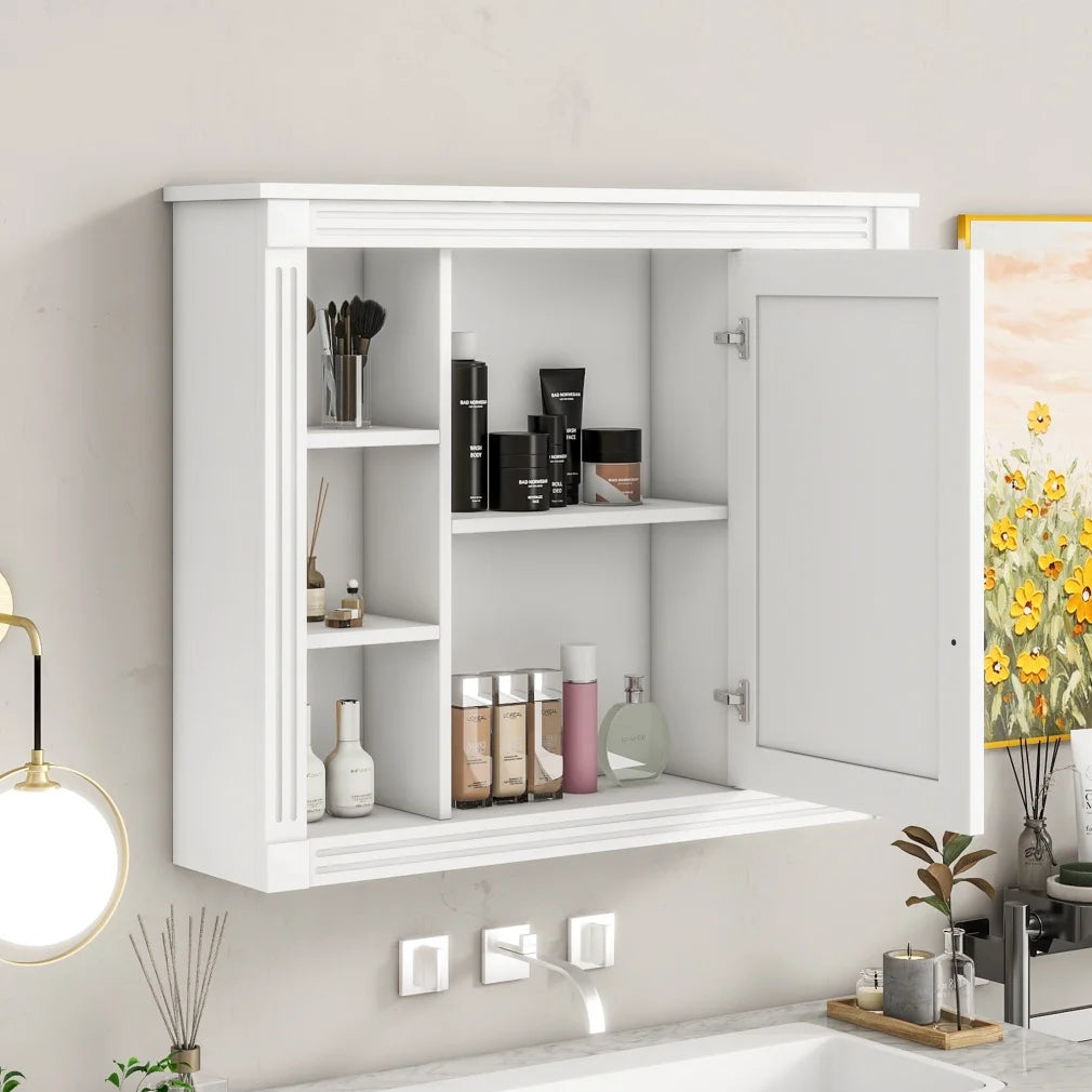 36'' Bathroom Vanity Set, Undermount Bathroom Cabinet and Mirror Cabinet, Ceramic Sink Top, Storage Cabinet with 2 Soft Closing Doors and 2 Drawers, Vanity Cabinet Set, Suit for 4'' Faucet, Gray