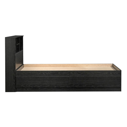 Your Zone Easy to Assemble Storage Bed with Bookcase Headboard, Twin, Natural Teak Finish