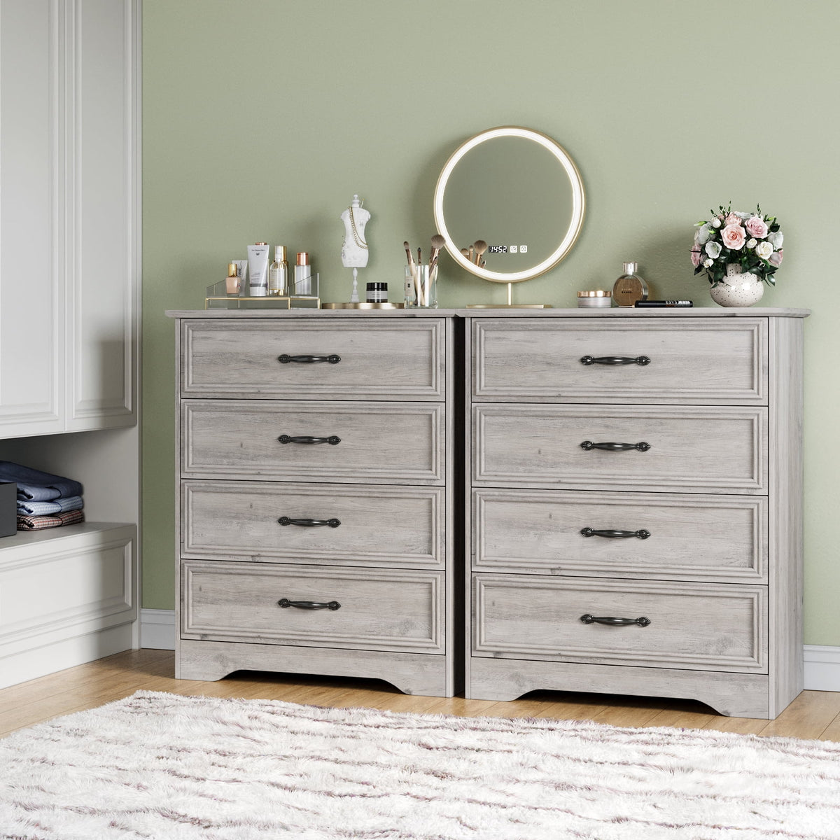 Duerer Modern Drawer Dresser for Bedroom, Living Room, Hallway, Dresser Chest with 4 Drawers, Black